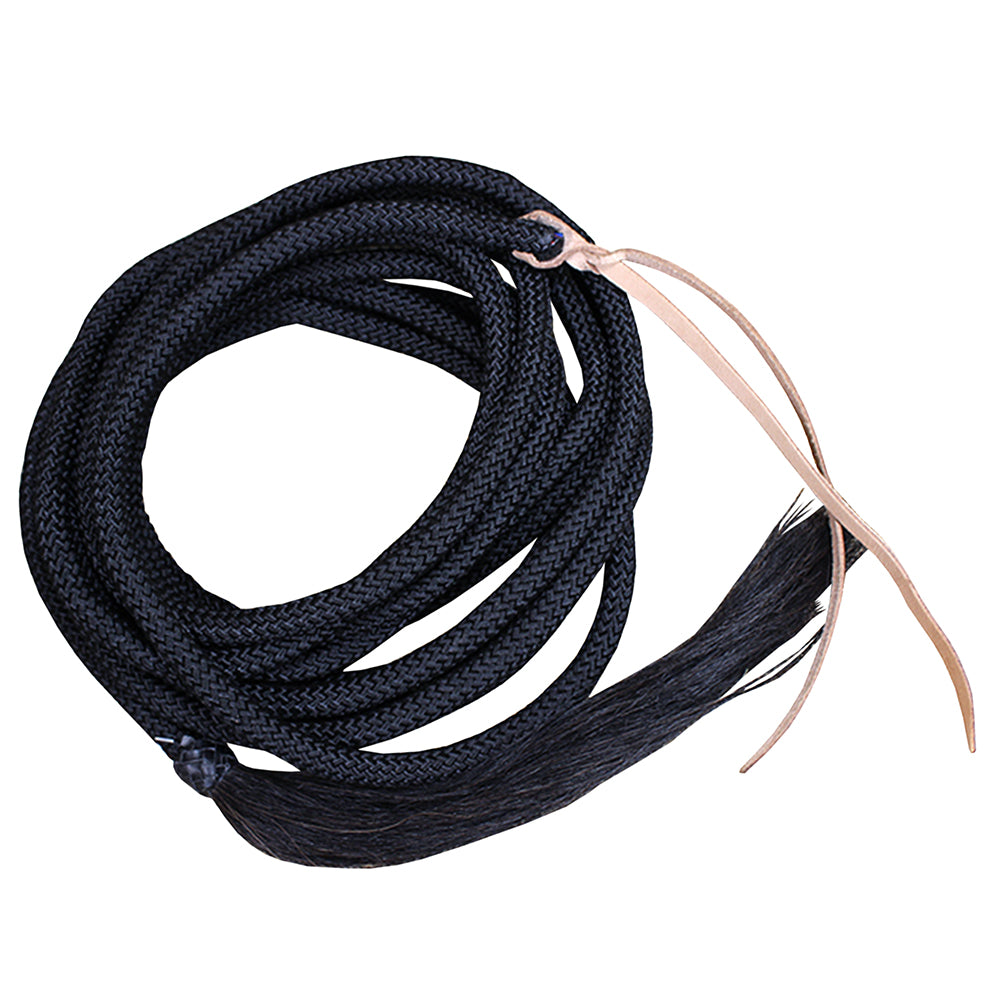 23Ft Black Weaver Nylon Mecate Rein W/ Horse Hair Tassel And Leather P –  Hilason Saddles and Tack