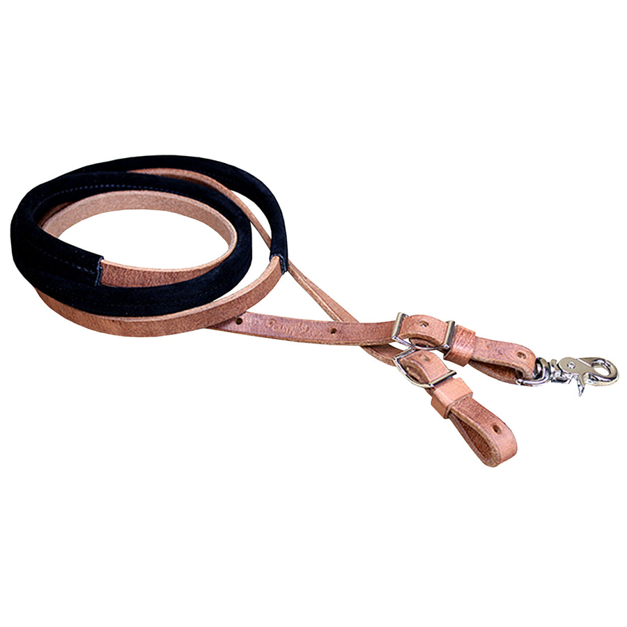 Black 8Ft Weaver Leather Suede Covered H. Tk. Roping Barrel Reins – by Hilason – Cowboy and equestrian accessories