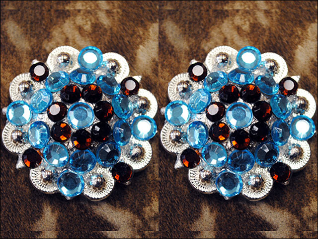 HILASON Western Berry Conchos Glass Rhinestones Bling Tack Cowgirl Blue and Black Color | Concho Slotted