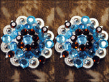HILASON Western Berry Conchos Glass Rhinestones Bling Tack Cowgirl Blue and Black Color | Concho Slotted