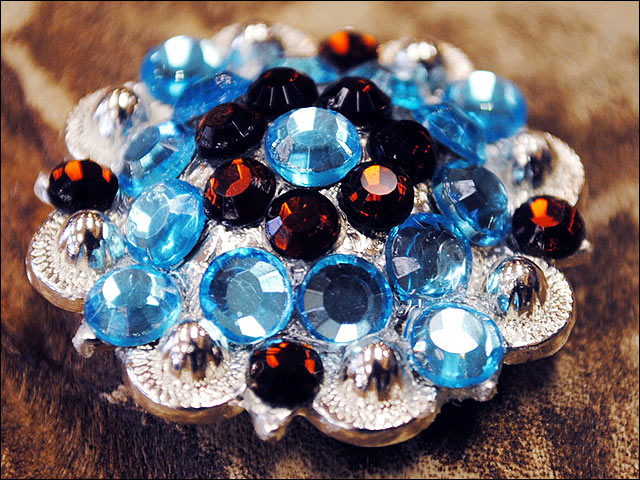 HILASON Western Berry Conchos Glass Rhinestones Bling Tack Cowgirl Blue and Black Color | Concho Slotted