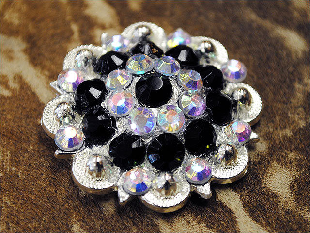 HILASON Black Ab Crystals Berry Bling Headstall Saddle | Western Concho Belt Slotted Conchos Leather Screw Back