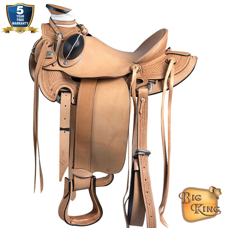 16 In Western Horse Wade Saddle American Leather Ranch Roping Light Tan Hilason - Uhorse