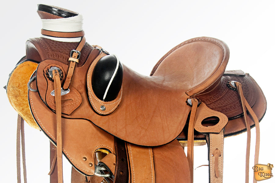 HILASON Western Horse Wade Saddle American Leather Ranch Roping Tan | Hand Tooled & For Horses