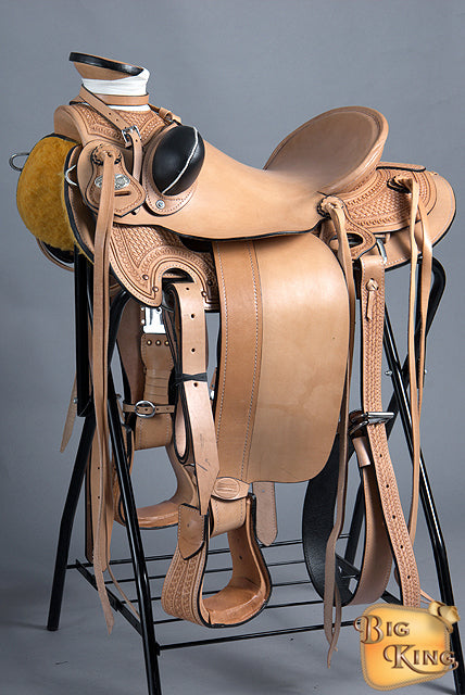 HILASON Western Horse Wade Saddle American Leather Ranch Roping Tan | Hand Tooled & For Horses