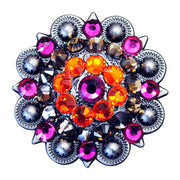 HILASON Western Screw Back Concho 1.5 in Fuchsia Orange Crystal Saddle Faushia, Hyacinth Color | Slotted Conchos