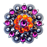 Set Of 16 W. Screw Back Concho 1.5 In Fuchsia Orange Crystal Saddle – by Hilason – Cowboy and equestrian accessories