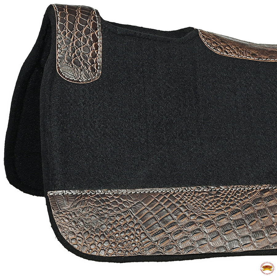 HILASON Western Wool Felt Horse Saddle Pad W/ Distressed Wear Leather | for Horses