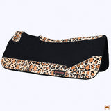 Western Wool Felt Horse Saddle Pad W/ Cheetah Print Hair On Leather