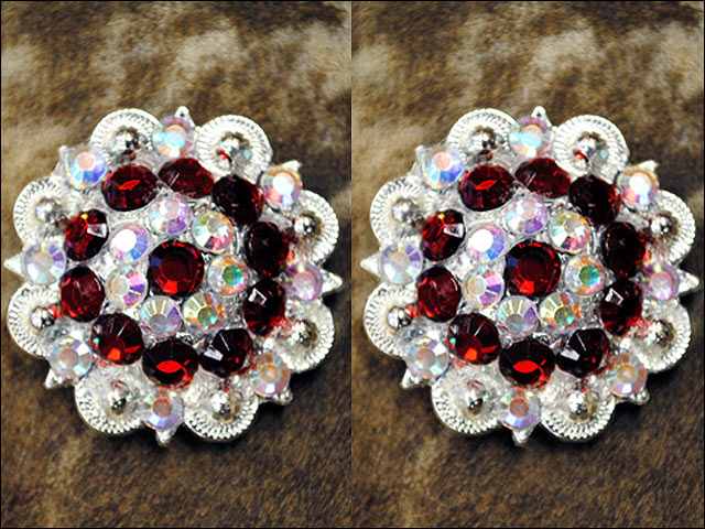 HILASON Western Berry Conchos Glass Rhinestones Bling 1.5" Tack Cowgirl Red-Crystalab Color | Slotted Concho