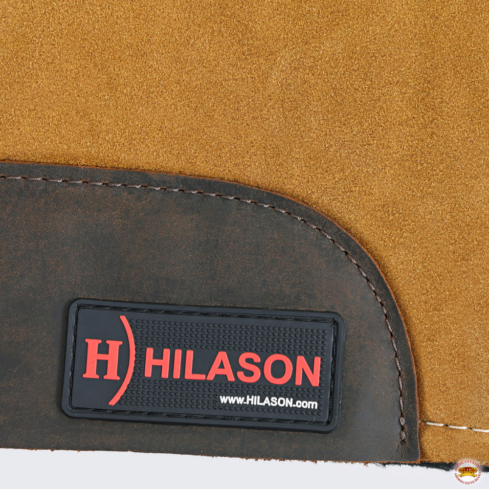 Hilason Western Wool Felt Horse Saddle Pad Brown With Cowhide Leather
