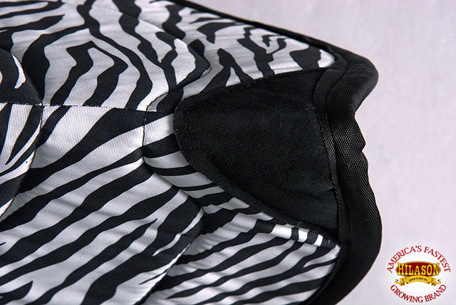 HILASON 28" X 26" Anti Slip Round Contoured Horse Saddle Pad Zebra