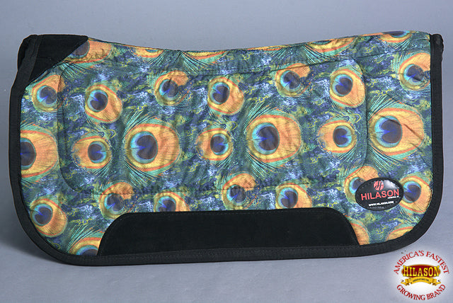 30" X 32" Hilason  Shock Absorbing Anti Slip Western Round Saddle Pad Peacock