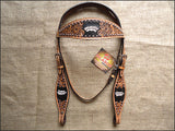 Western Horse Headstall Tack Bridle American Leather Hand Carved Hilason