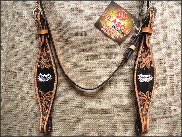 Western Horse Headstall Tack Bridle American Leather Hand Carved Hilason