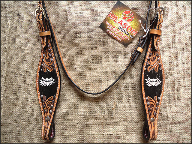 HILASON Western Horse Headstall Tack Bridle American Leather Hand Carved | for Horses Headstalls