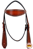 Western Horse Headstall Tack Bridle American Leather Dark Brown Hilason