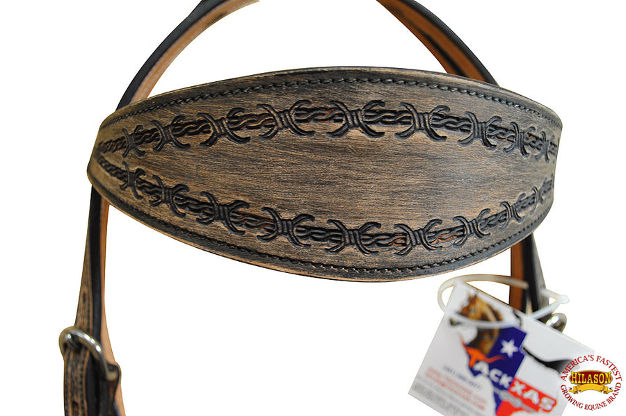 HILASON Western Horse Headstall Breast Collar Set Tack Genuine American Leather | For Horses Headstalls