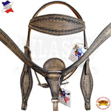 Hilason Western Horse Headstall & Breast Collar Tack American Leather Rough Out