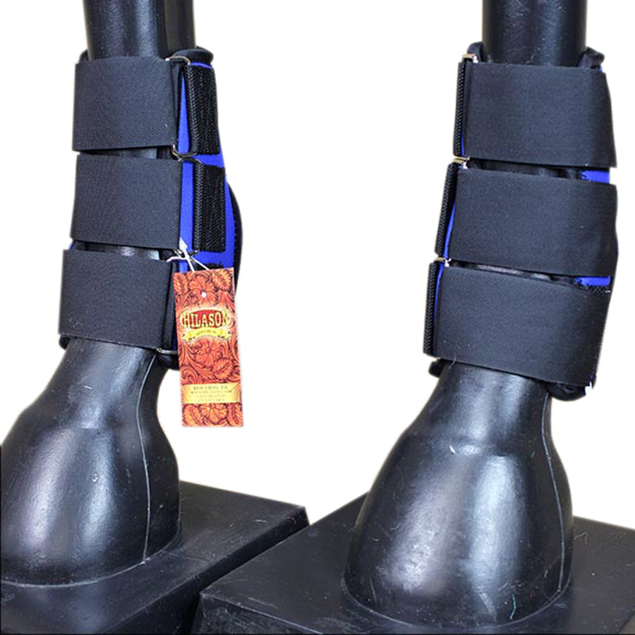 Hilason Western Horse Tack Leg Protection Deluxe Skid Boots - Blue - Uhorse