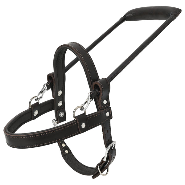 HILASON Guide Dog Harness Brown Padded Genuine Leather with Handle | Adjustable Straps for Training Breathable - Uhorse