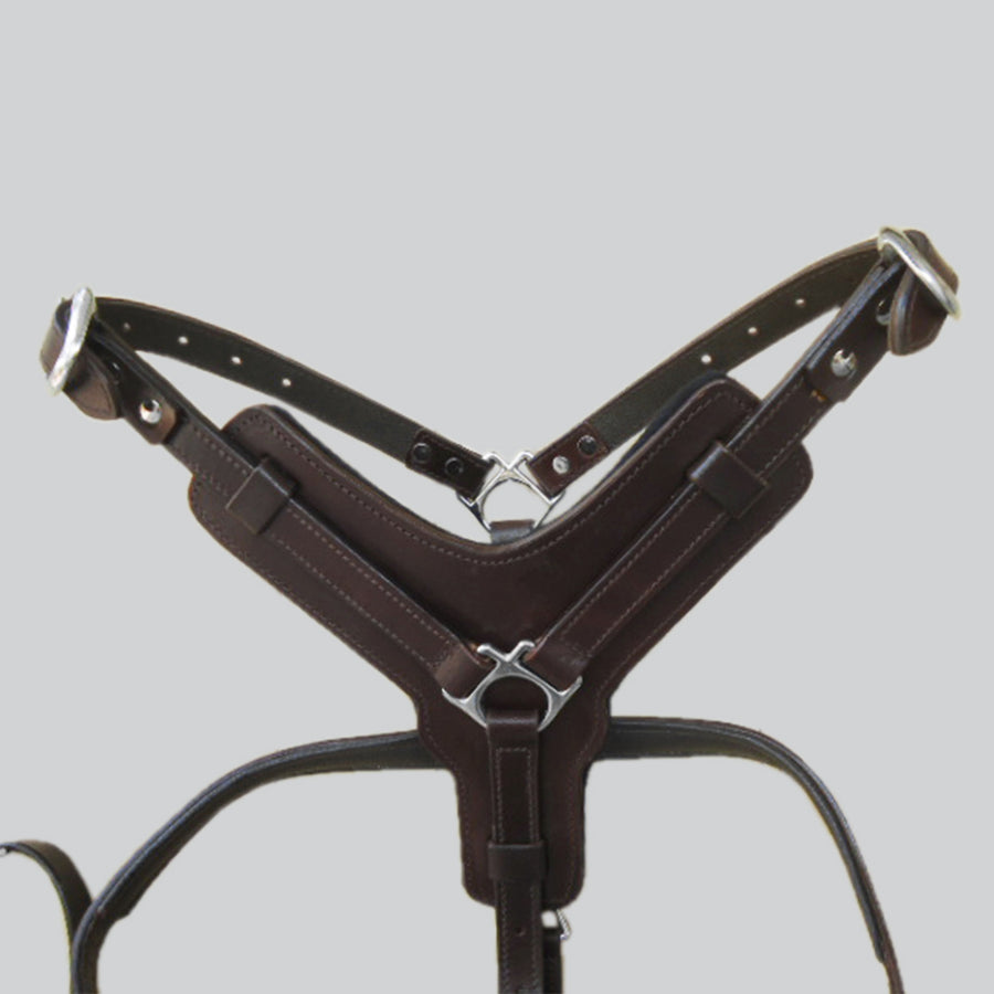 Sml Hilason Western Padded Dog Harness Genuine Leather Stainless Steel Black