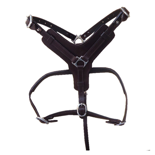 Sml Hilason Western Padded Dog Harness Genuine Leather Stainless Steel Black - Uhorse