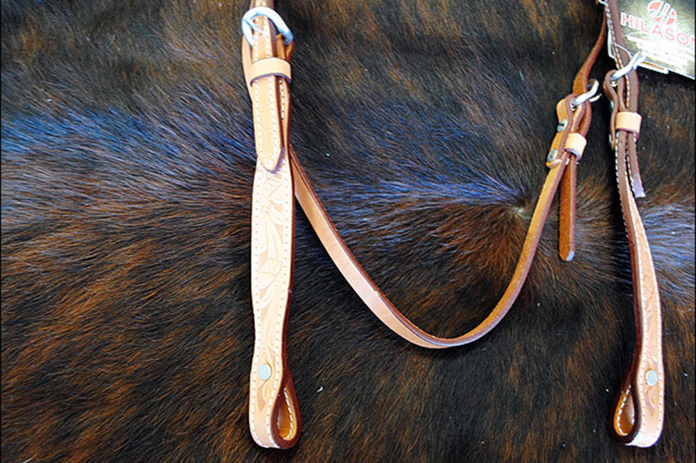 Hilason Western Leather Horse Browband Headstall - Light Oil