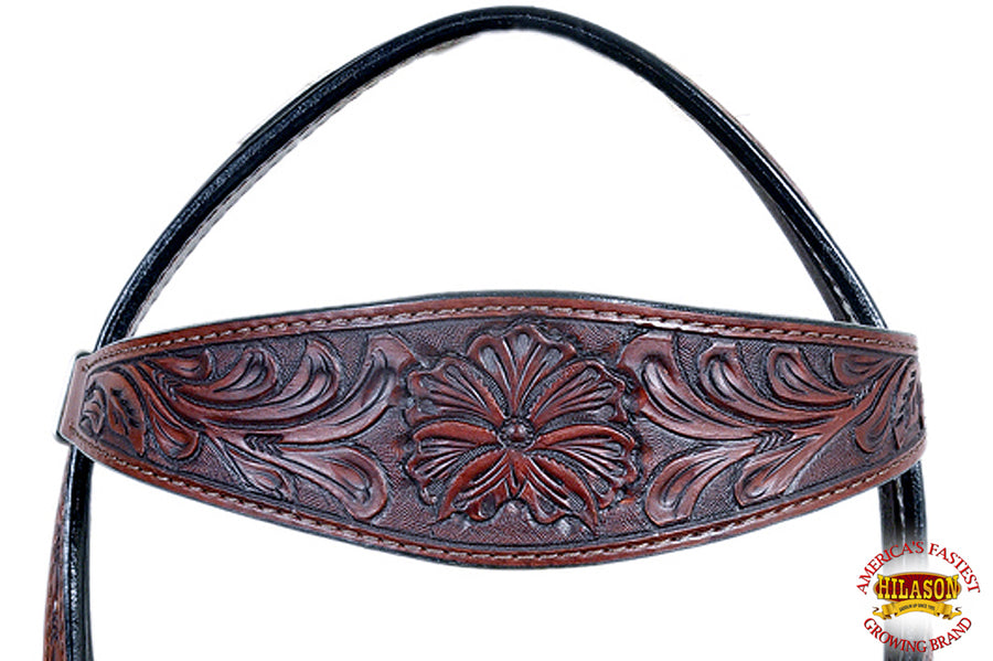 HILASON Western Horse Headstall Tack Bridle American Leather Hand Carved