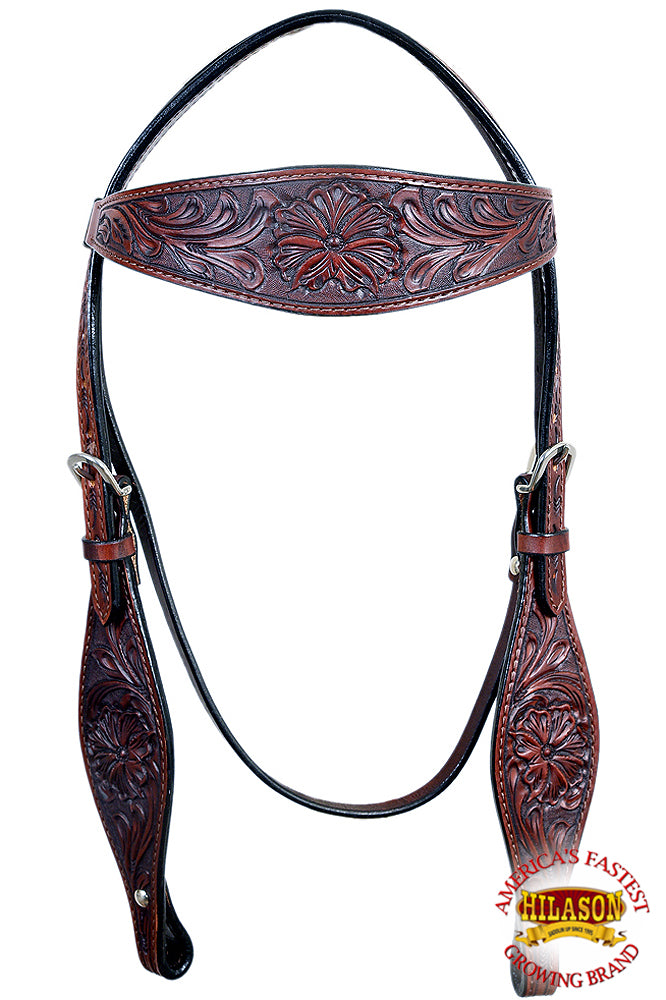 HILASON Western Horse Headstall Tack Bridle American Leather Hand Carved