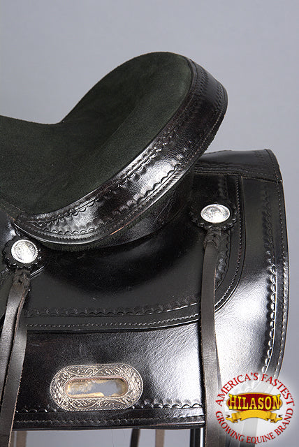 HILASON Western Horse Saddle American Leather Treeless Trail Pleasure | Barrel for Horses