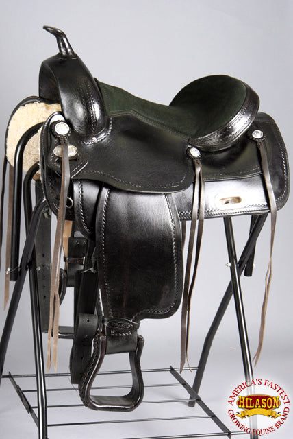 HILASON Western Horse Saddle American Leather Treeless Trail Pleasure | Barrel for Horses
