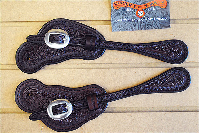 Circle Y Acorn Tool Spur Straps Walnut by Hilason – Cowboy and equestrian accessories