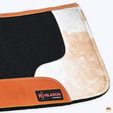 Hilason Western Wool Felt Horse Saddle Pad W/ Cowhide Leather - Black