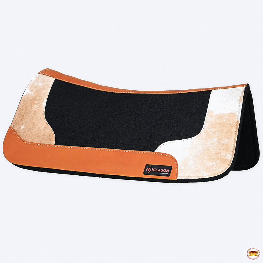 HILASON Western Wool Felt Horse Saddle Pad W/ Distressed Wear Leather | for Horses