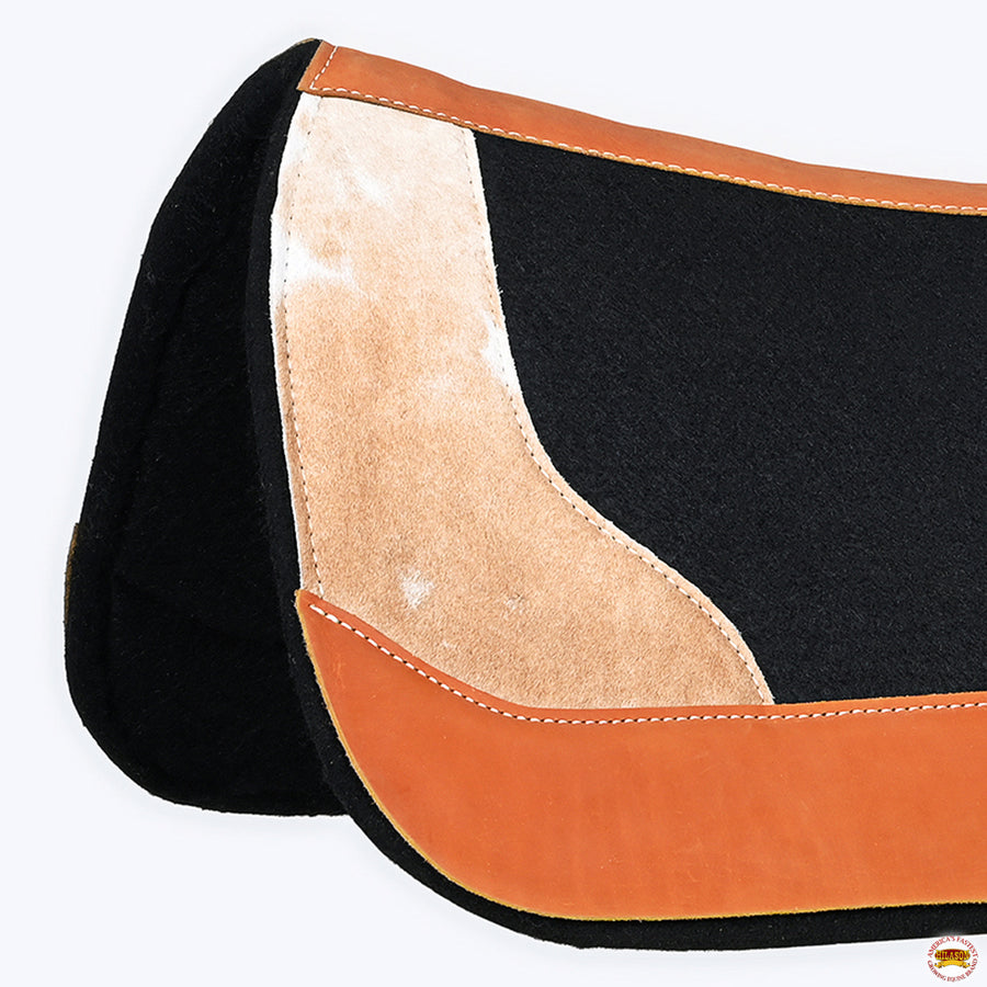 HILASON Western Wool Felt Horse Saddle Pad W/ Distressed Wear Leather | for Horses