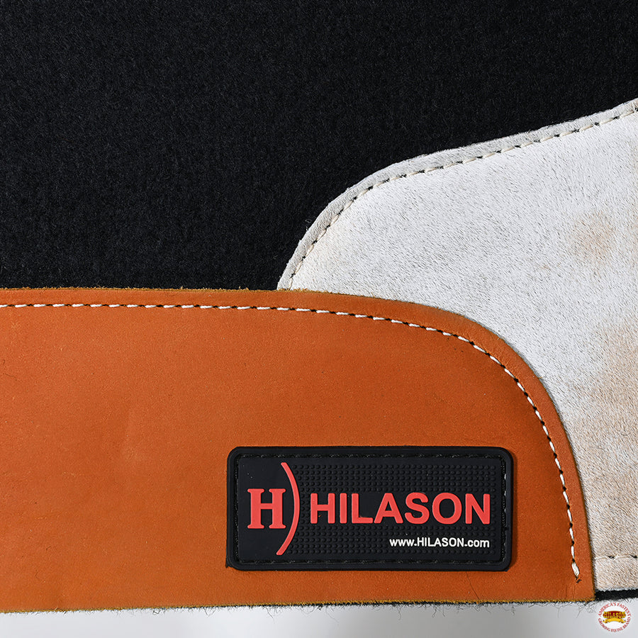 HILASON Western Wool Felt Horse Saddle Pad W/ Distressed Wear Leather | for Horses