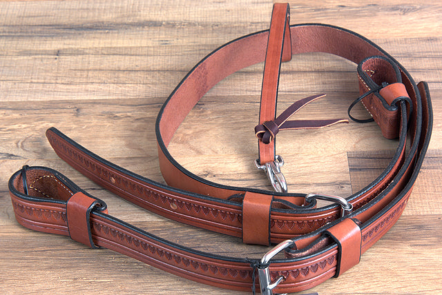 Circle Y 1 1/2" Shell Tooled Horse Leather Flank Cinch Girth Regular Oil