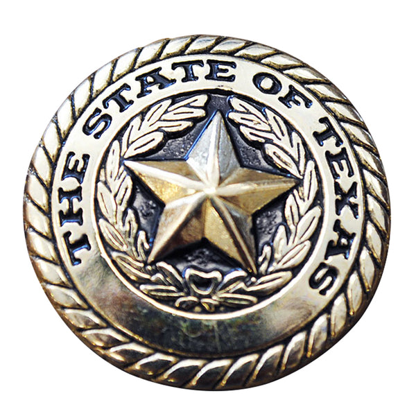Screw Back Concho State Of Texas Star with Rope Edge Saddle - Uhorse