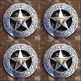 Western Screw Back Concho Longhorn Star Round Saddle Bling Cowgirl