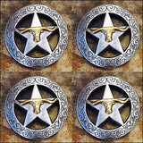 Western Screw Back Concho Longhorn Star Round Saddle Bling Cowgirl