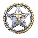 Screw Back Concho Longhorn Star With Rope Edge Round Saddle Bling Hilason - Hilason