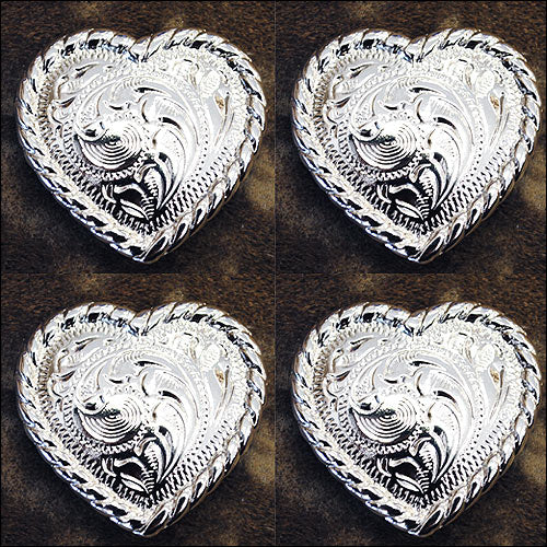 HILASON Screw Back Concho Heart Shaped W/Rope Edge Saddle Bling Black Color | Bridle Conchos Slotted