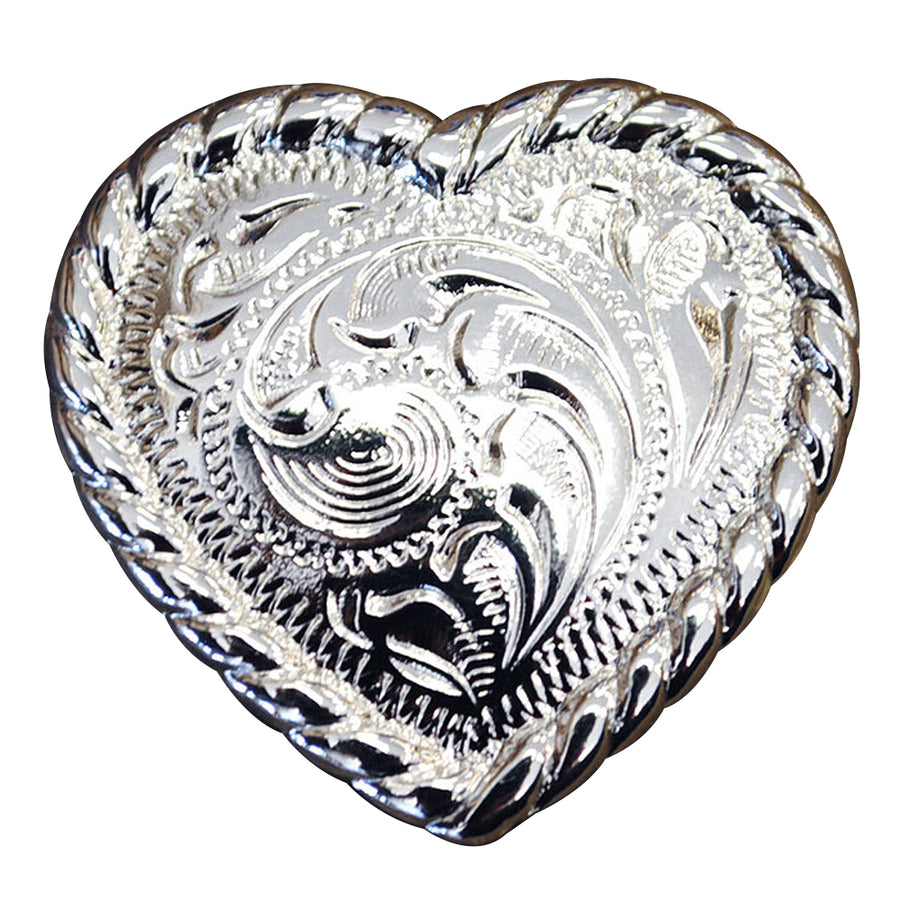 Set Of 8 Screw Back Concho Heart Shaped with Rope Edge Saddle Bling Hilason - Uhorse
