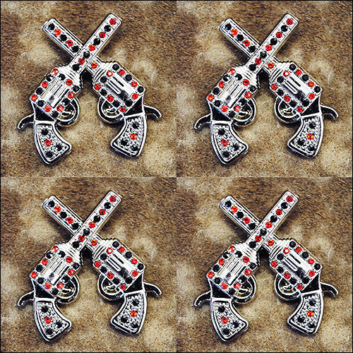 HILASON Western Screw Back Concho Crystal Bling Cross Pistol Saddle Cowgirl | Belt Slotted Conchos
