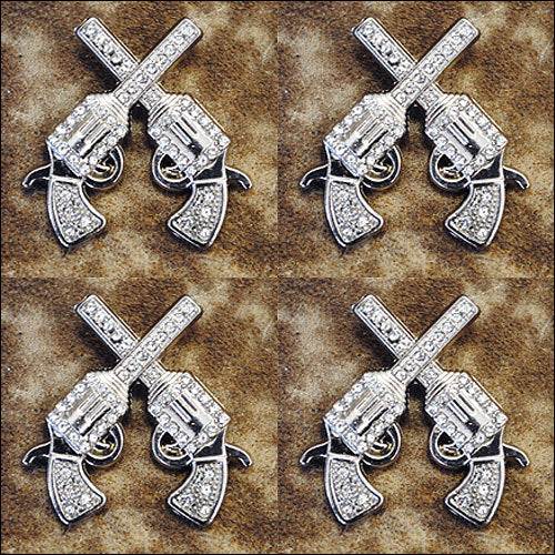 HILASON Western Screw Back Concho Crystal Bling Cross Pistol Saddle Black Color | Bridle Conchos Slotted