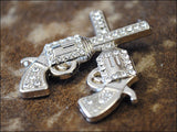 HILASON Western Screw Back Concho Crystal Bling Cross Pistol Saddle Black Color | Bridle Conchos Slotted