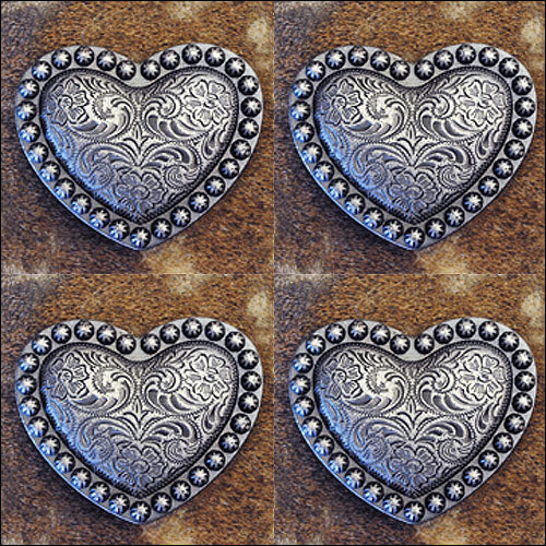 HILASON Western Screw Back Concho Heart Berry Antique Silver Saddle Bling Cowgirl | Belt Slotted Conchos