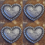 Western Screw Back Concho Heart Berry Antique Silver Saddle Bling Cowgirl