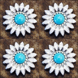 Western Screw Back Concho White Enamel Stone Floral Saddle Bling